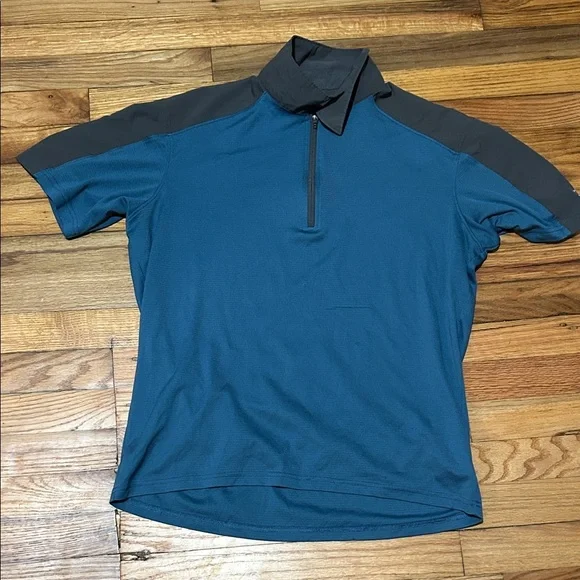 Mountain Hardwear Teal and Charcoal Polo Shirt - Picture 1 of 4